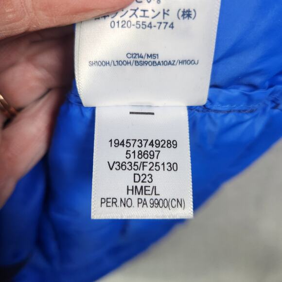 Lands End Wanderweight Puffer Jacket Womens L 14-16 Packable Zip Hood Blue - Picture 8 of 15